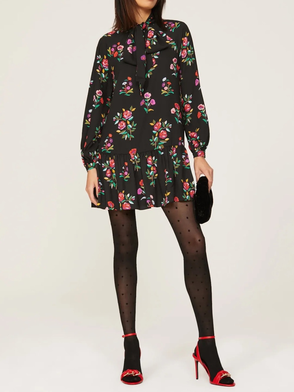 Kate Spade Autumn Floral Tie Neck Dress